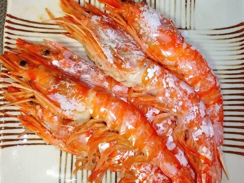 キャンプ☆赤海老の塩焼き